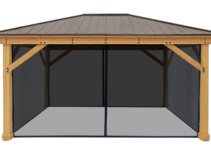 Yardistry Meridian Gazebo 12ft x 16ft (3.66m x 4.88m) with Mesh Kit