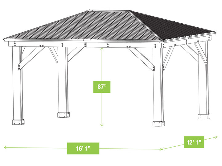 Yardistry Meridian Gazebo 12ft x 16ft (3.66m x 4.88m) with Mesh Kit