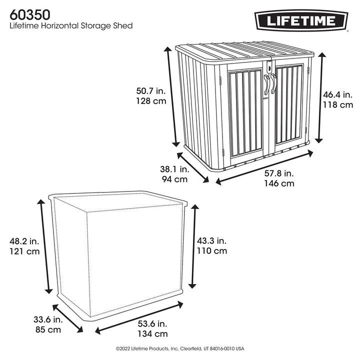 Lifetime 5ft x 3ft (1.5 x 0.9m) Horizontal 1,300 Litre Storage Shed - Model 60350