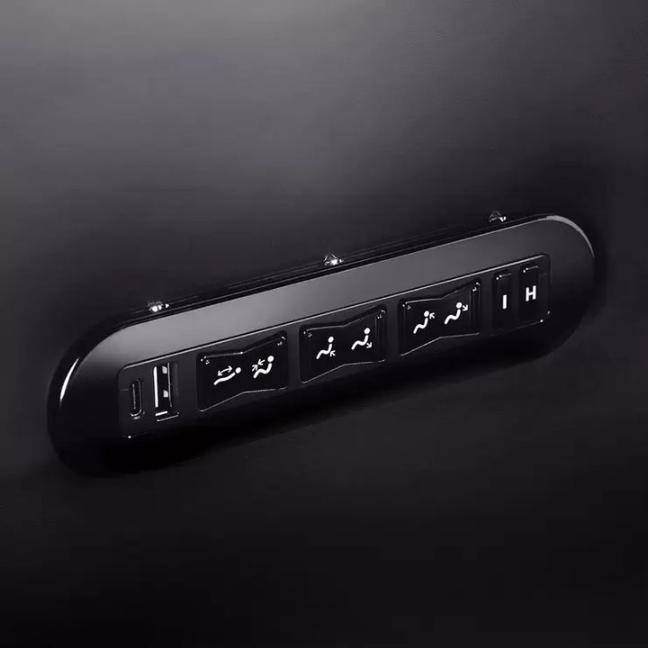 Valencia Barcelona Row of 5 Black Leather Reclining Home Theatre Seating with RGB LED