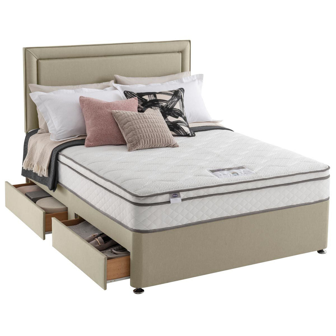 Silentnight 1200 Pocket Memory Cushion Top Mattress & Sandstone Divan, Double