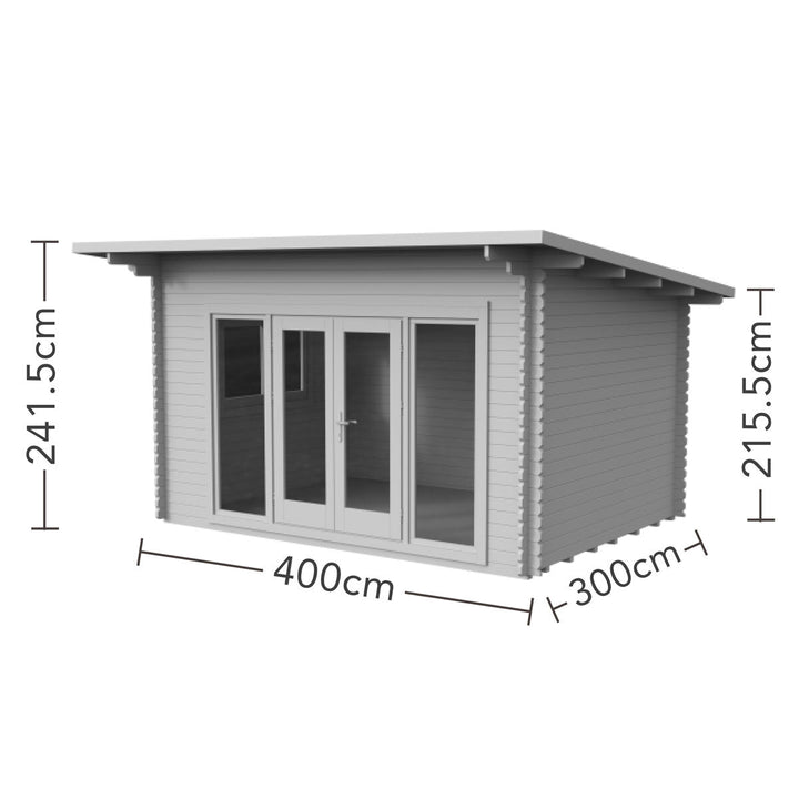 Installed Forest Garden Melbury 45mm Log Cabin 13ft 1" x 9ft 8" (4 x 3 m)