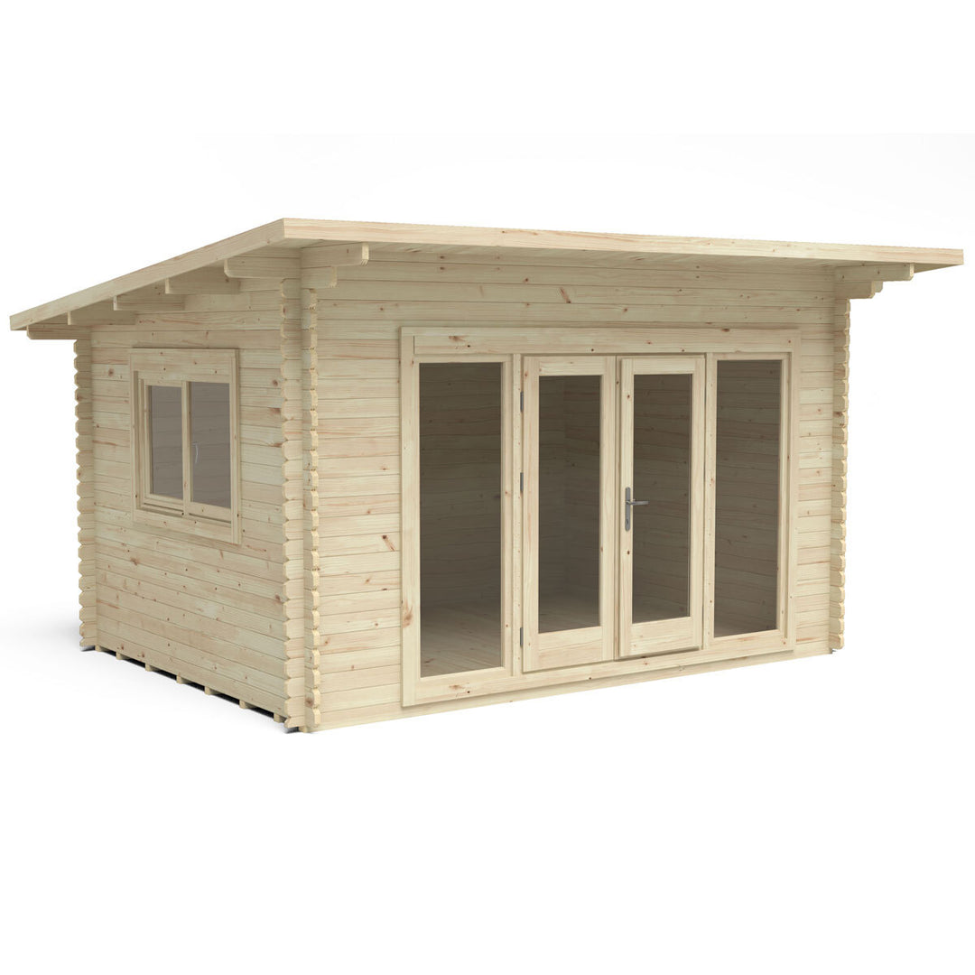 Installed Forest Garden Melbury 45mm Log Cabin 13ft 1" x 9ft 8" (4 x 3 m)