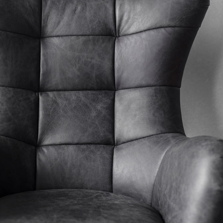 Gallery Newport Top Grain Leather Swivel Chair, Ebony