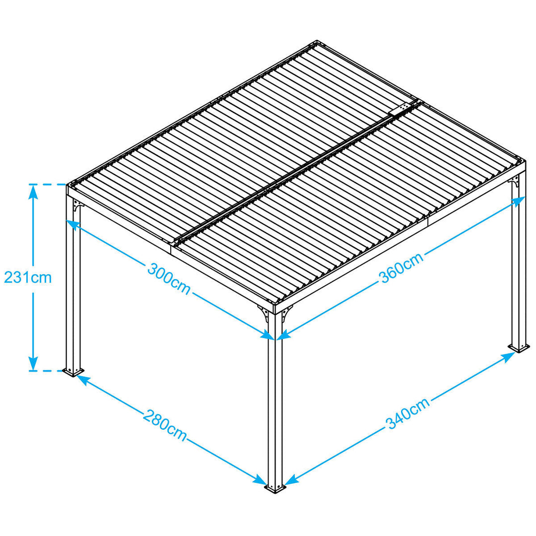 Paragon Novara 10ft x 12ft (3 x 3.6m) Louvered Pergola in White