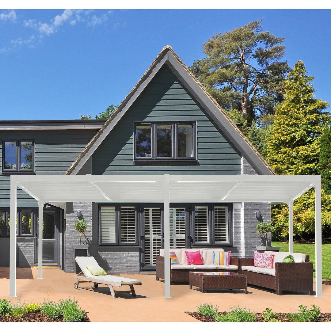 Paragon Novara 12ft x 20ft (3.6 x 6m) Louvered Pergola in White