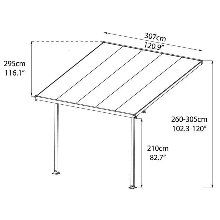 Palram Canopia Feria 3 Patio Cover in Grey, 3 x 3.05m