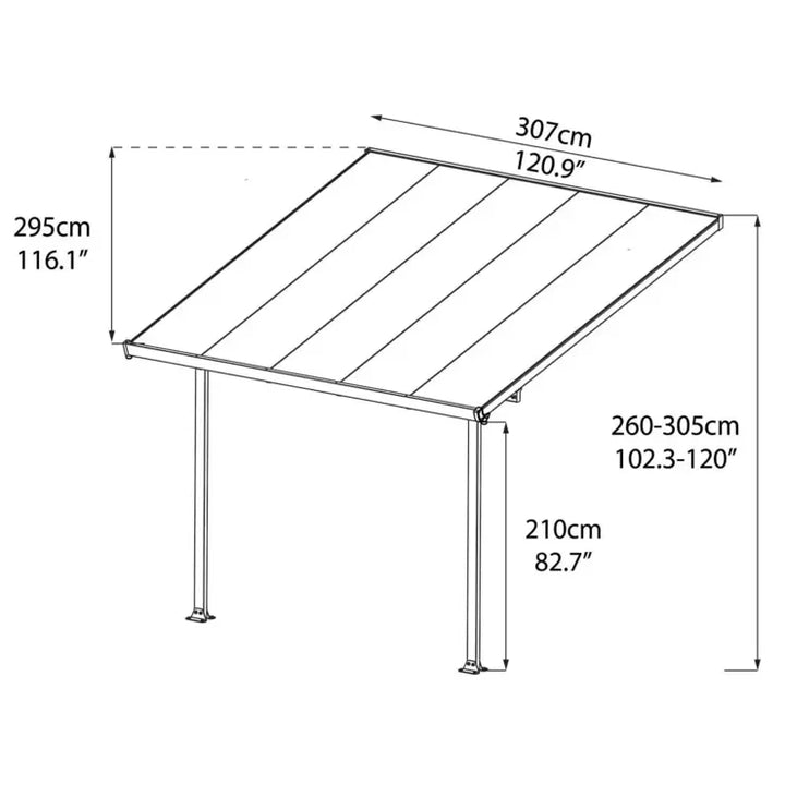 Palram Canopia Feria 3 Patio Cover in Grey, 3 x 3.05m