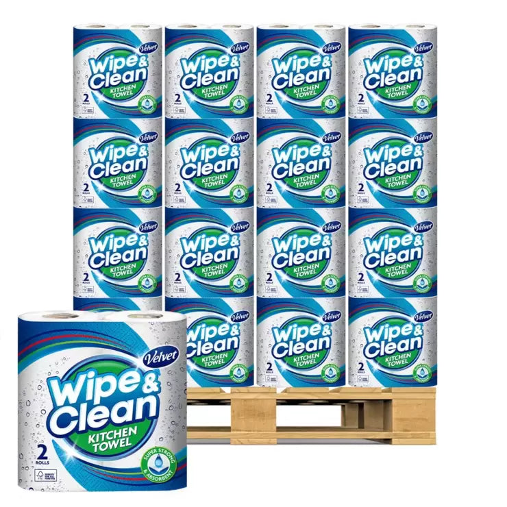 Velvet Wipe and Clean Kitchen Roll Towel, 20 x 75 Sheets Pallet Deal (36 Units) Pallet Deal
