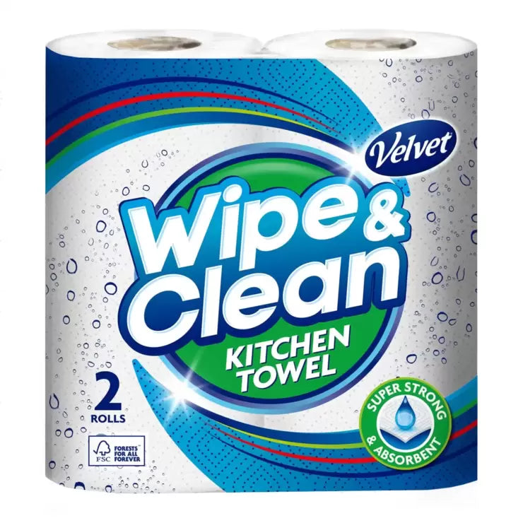 Velvet Wipe and Clean Kitchen Roll Towel, 20 x 75 Sheets Pallet Deal (36 Units) Pallet Deal
