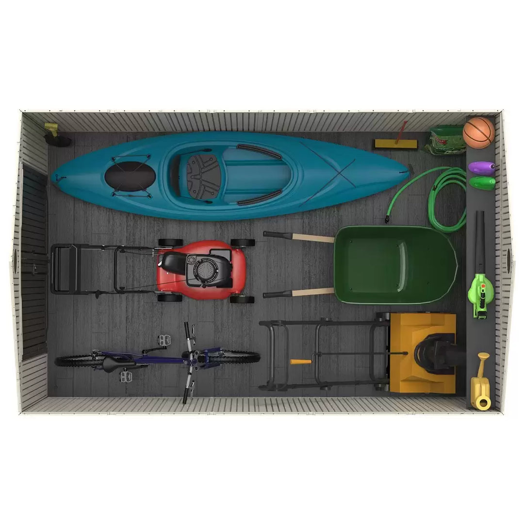 Lifetime 8ft x 12ft 6" (2.4 x 3.8m) Simulated Wood Look Storage Shed - Model 60305