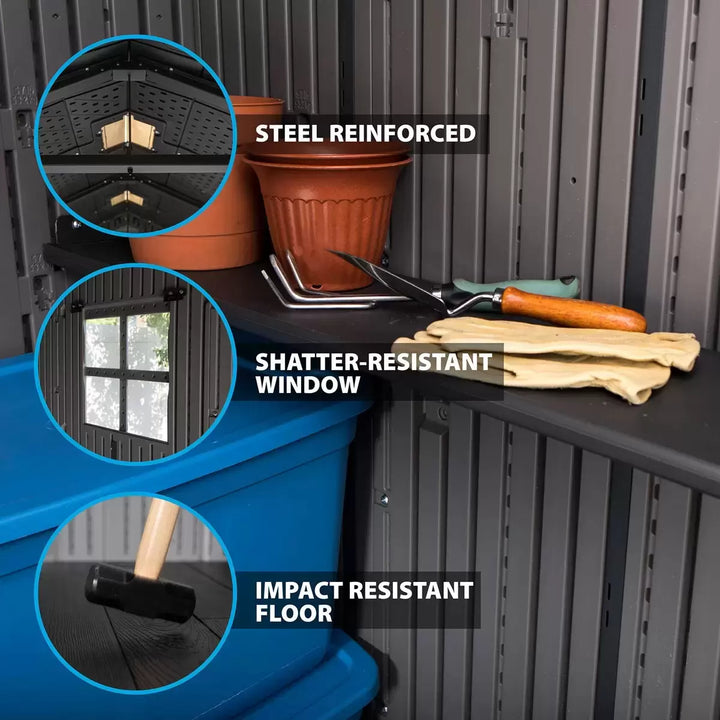 Lifetime 8ft x 12ft 6" (2.4 x 3.8m) Simulated Wood Look Storage Shed - Model 60305