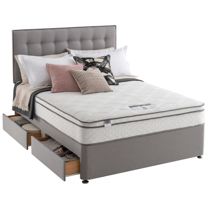 Silentnight 1200 Pocket Memory Cushion Top Mattress & Slate Grey Divan, Double