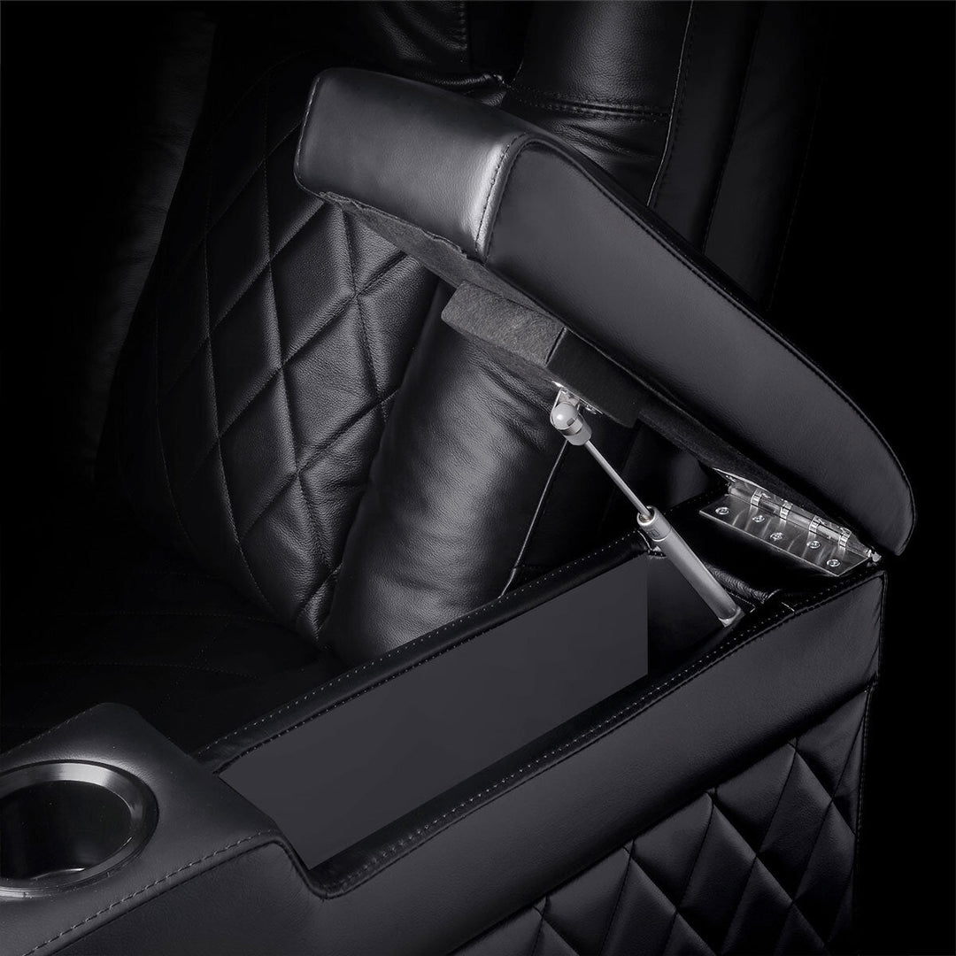 Valencia Tuscany Row of 3 Black Leather Power Reclining Home Theatre Seating