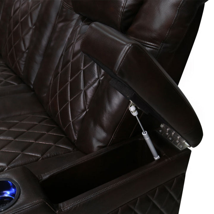 Valencia Tuscany Row of 2 Brown Leather Power Reclining Home Theatre Seating
