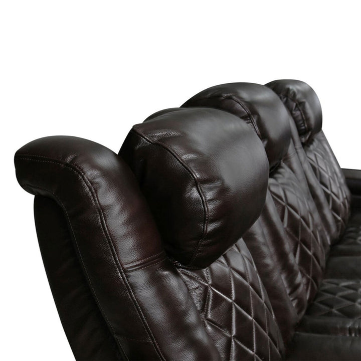 Valencia Tuscany Row of 5 Brown Leather Power Reclining Home Theatre Seating