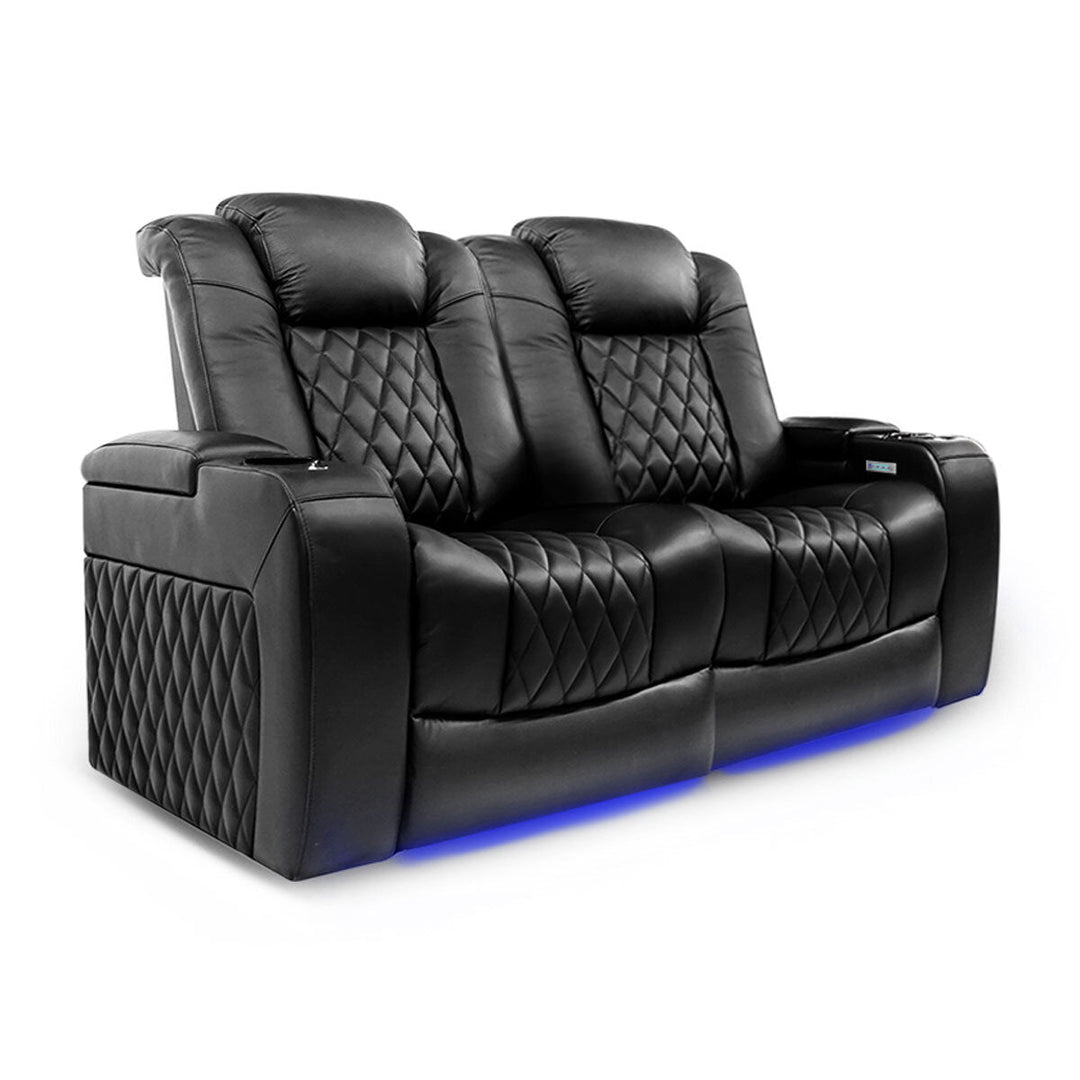 Valencia Tuscany Black Leather Power Reclining Home Theatre Sofa