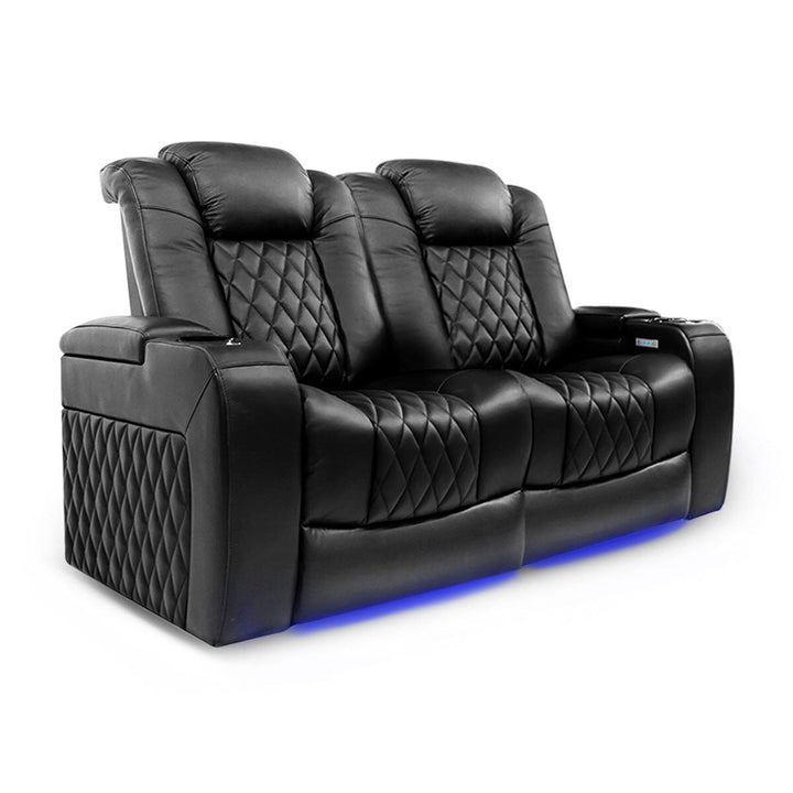 Valencia Tuscany Black Leather Power Reclining Home Theatre Sofa
