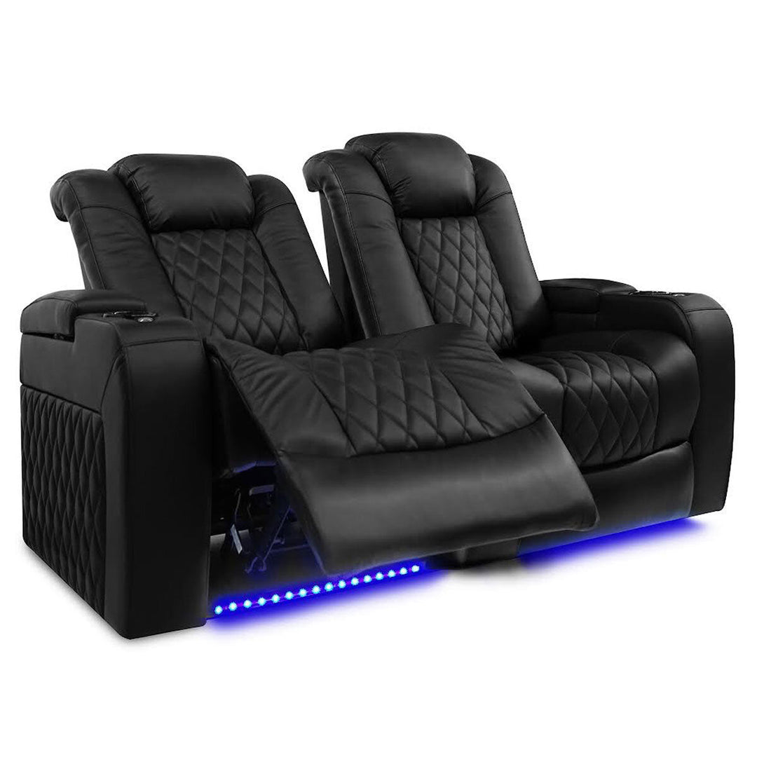 Valencia Tuscany Black Leather Power Reclining Home Theatre Sofa