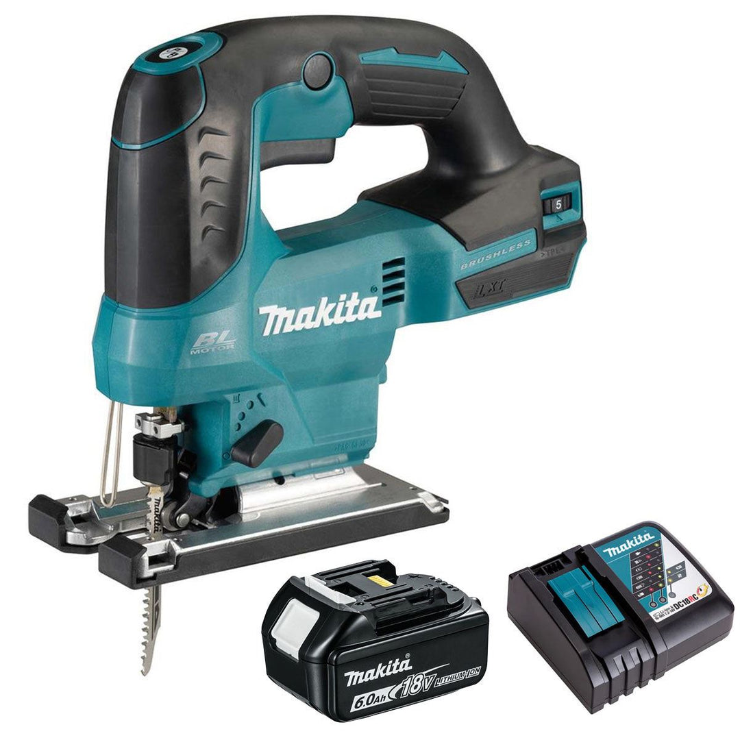 Makita DJV184Z 18V LXT Brushless Top Handle Jigsaw with 1 x 6.0Ah Battery &amp; Charger