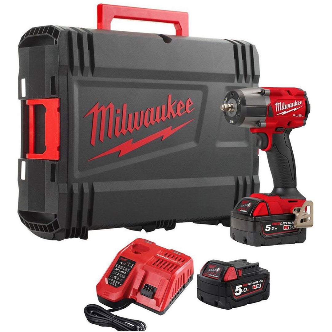 Milwaukee M18FMTIW2F38-502X 18V Fuel Brushless 3/8" Impact Wrench with 2 x 5.0Ah Batteries Charger &amp; Case 4933479405