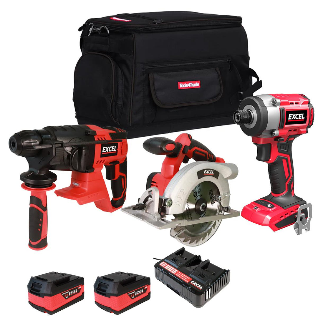 Excel 18V 3 Piece Combo Kit with 2 x 5.0Ah Battery & Charger EXLKIT-4995
