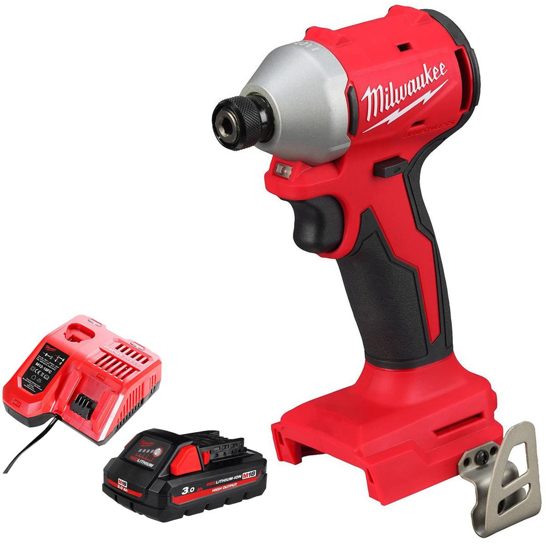 Milwaukee M18BLIDRC-0 18V Brushless 1/4" Impact Driver with 1 x 3.0Ah Battery &amp; Charger