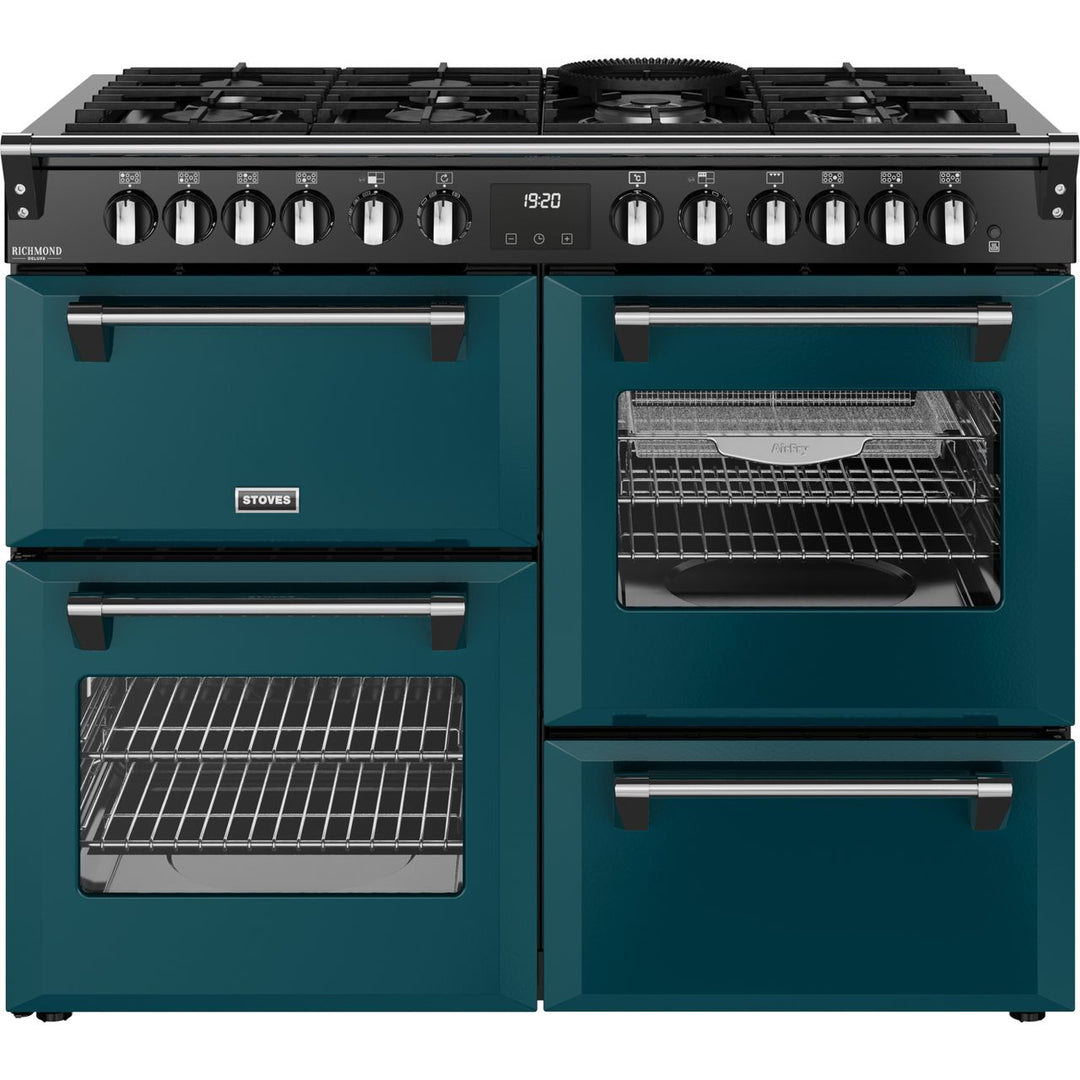 Stoves Richmond Deluxe 110DF 110cm wide Dual Fuel Range Cooker with Gas Hob - Deep Marine
