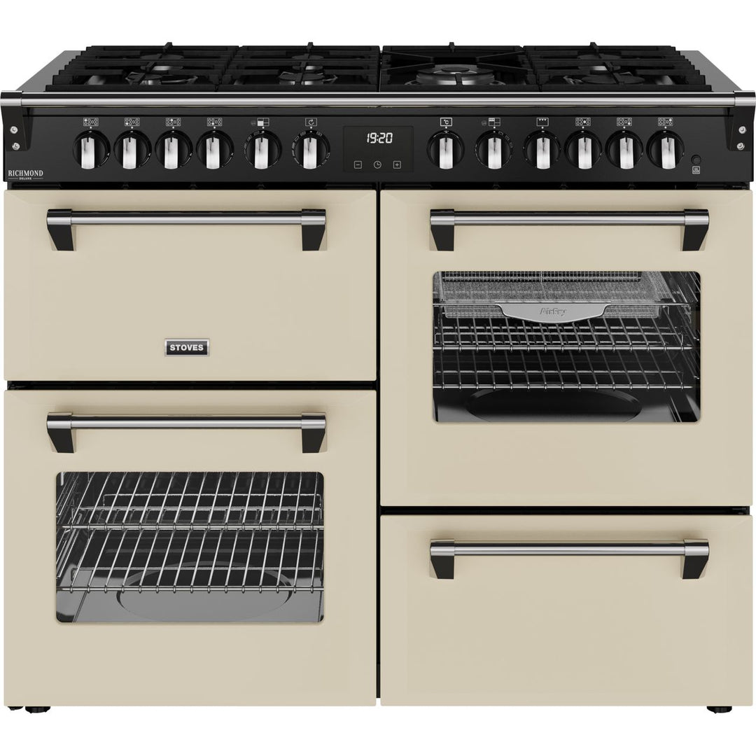 Stoves Richmond Deluxe 110cm wide Dual Fuel Range Cooker with Gas Hob - Cream