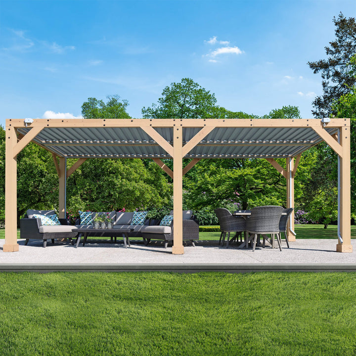 Yardistry Meridian Wood Room with Louvered Roof 10ft x 20ft (3m x 6m)