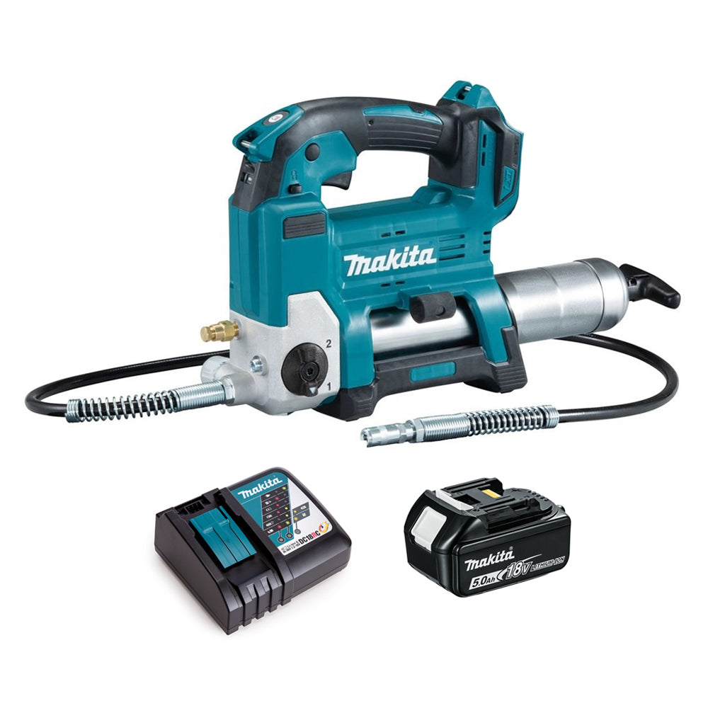 Makita DGP180RT 18V Cordless Grease Gun With 1 x 5.0Ah Battery &amp; Charger