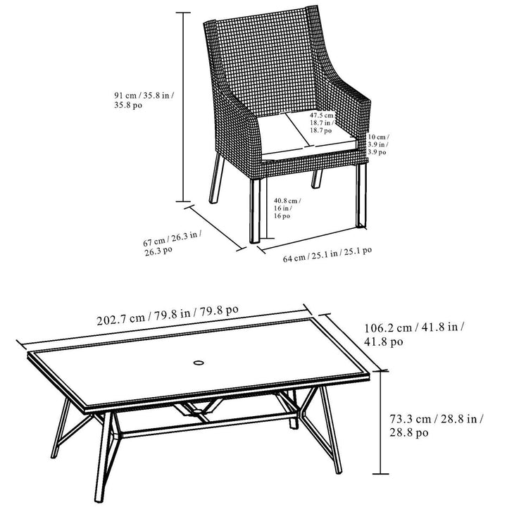 Agio Portland 7 Piece Wicker Dining Patio Set + Cover