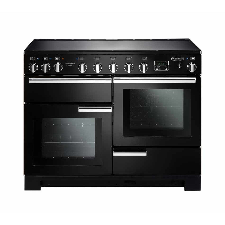 Rangemaster Professional Deluxe PDL110EIGB/C 110cm wide Electric Range Cooker with Induction Hob - Black / Chrome