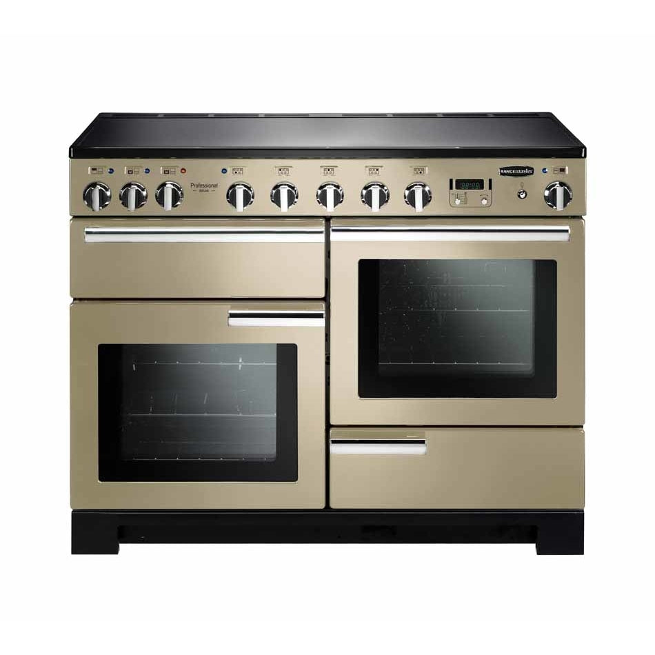 Rangemaster Professional Deluxe PDL110EICR/C 110cm wide Electric Range Cooker with Induction Hob - Cream / Chrome