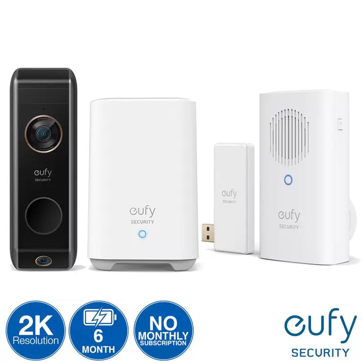 Eufy 2K Dual Cam Video Battery Doorbell with Homebase 2 and Chime