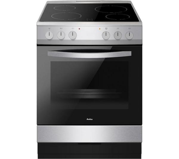 AMICA AFC601SS 60 cm Electric Ceramic Cooker - Black &amp; Stainless Steel