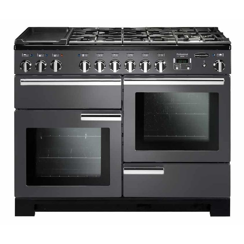 Rangemaster Professional Deluxe PDL110DFFSL/C 110cm wide Dual Fuel Range Cooker with Gas Hob - Slate