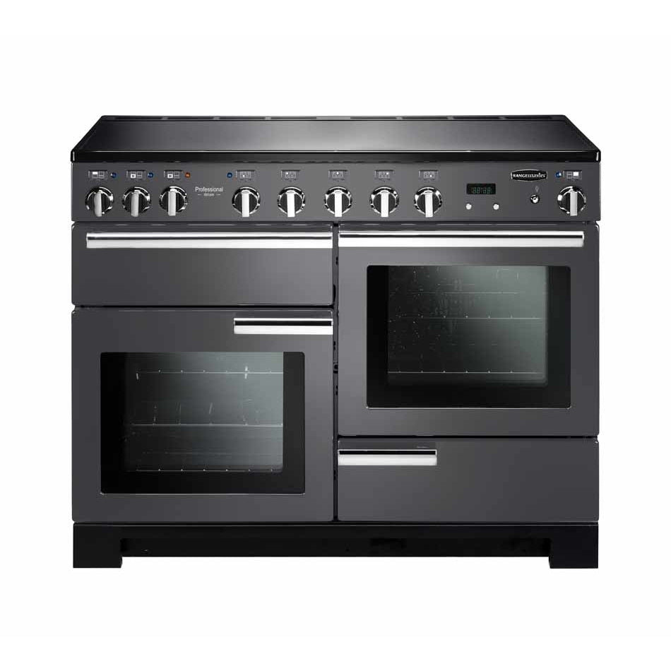 Rangemaster Professional Deluxe PDL110EISL/C 110cm wide Electric Range Cooker with Induction Hob - Slate / Chrome