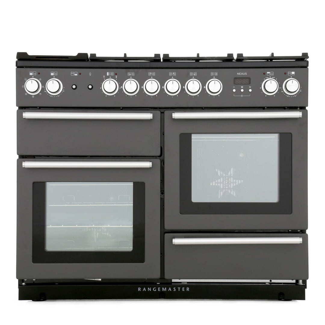 Rangemaster Nexus NEX110DFFSL/C 110cm wide Dual Fuel Range Cooker with Mixed Fuel Hob - Slate