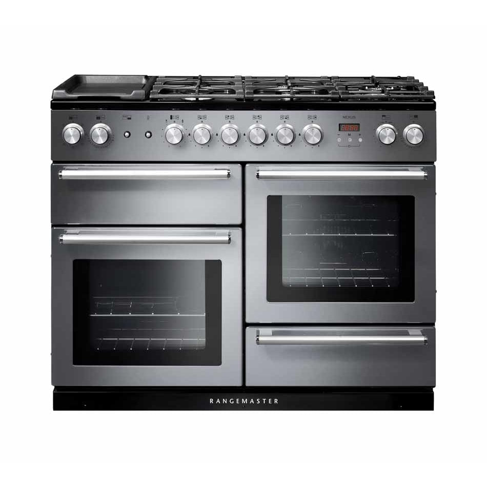 Rangemaster Nexus NEX110DFFSS/C 110cm wide Dual Fuel Range Cooker with Mixed Fuel Hob - Stainless Steel