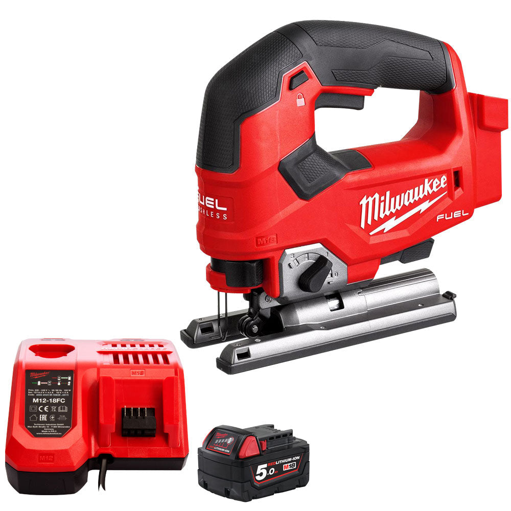 Milwaukee M18FJS-0 18V Brushless Fuel Jigsaw with 1 x 5.0Ah Battery &amp; Charger