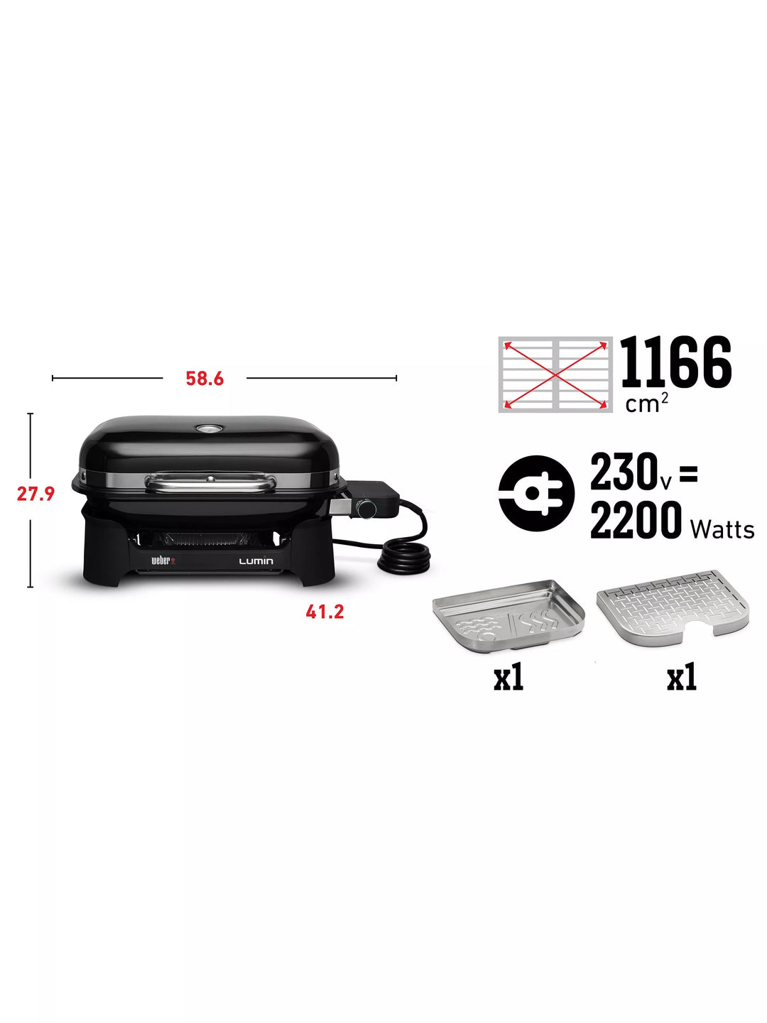 Weber Lumin Compact Electric BBQ, Black