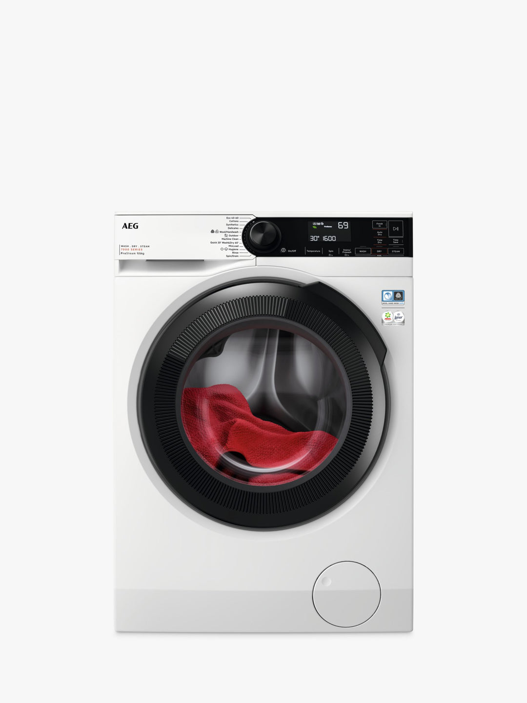 AEG 7000 LWR7496O4B Freestanding Washer Dryer, 9/6kg Load, 1600pm Spin, White