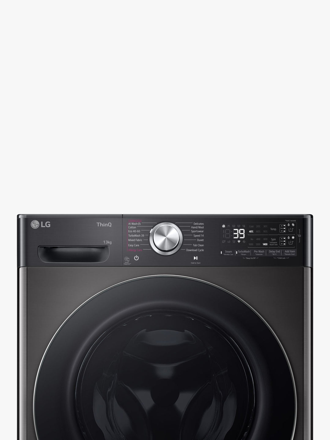 LG F4Y913BCTA1 Freestanding Washing Machine, 11kg Load, 1400rpm Spin, Black
