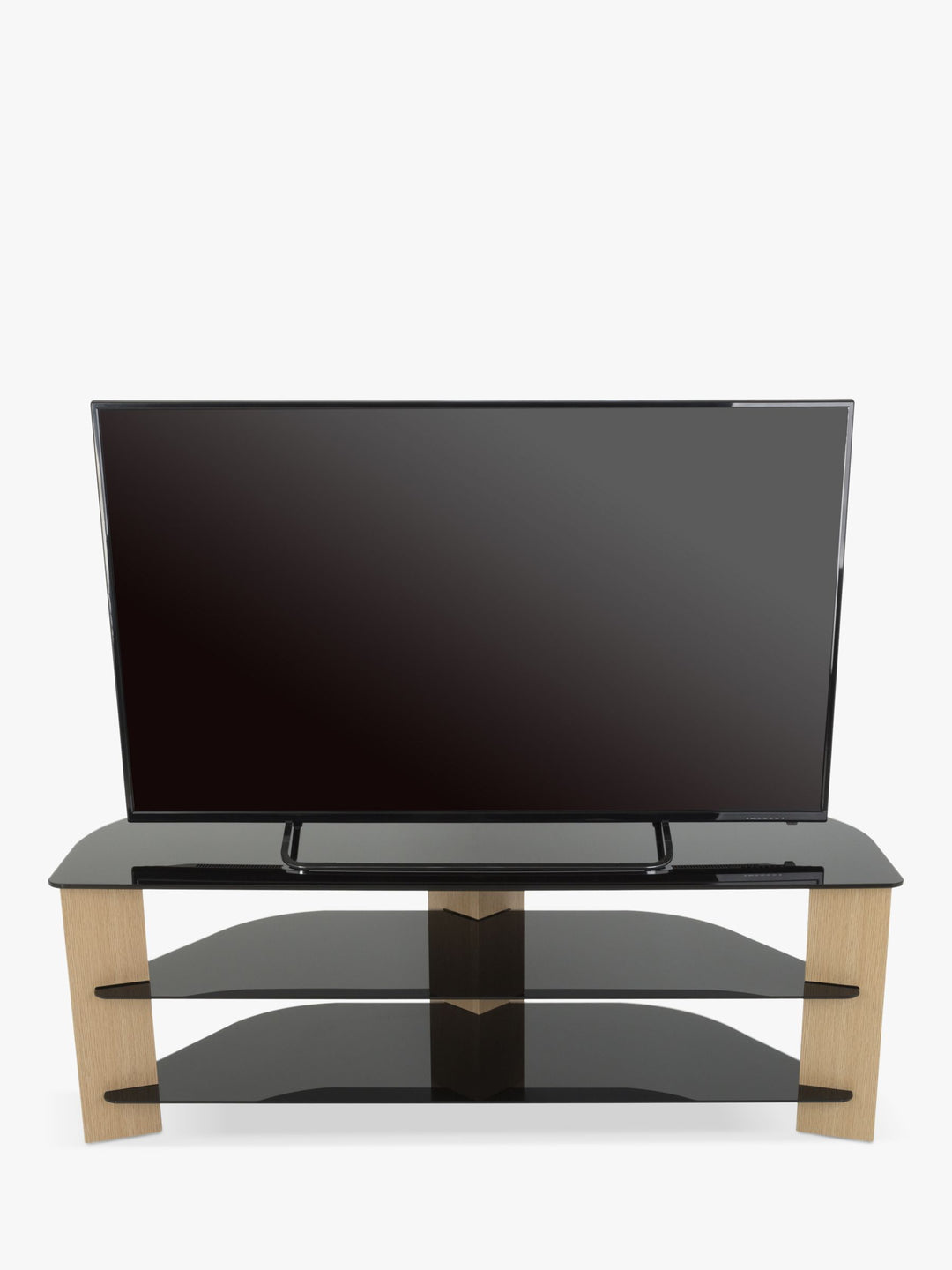AVF Varano 1300 Corner TV Stand for TVs up to 65", Oak/Black Glass