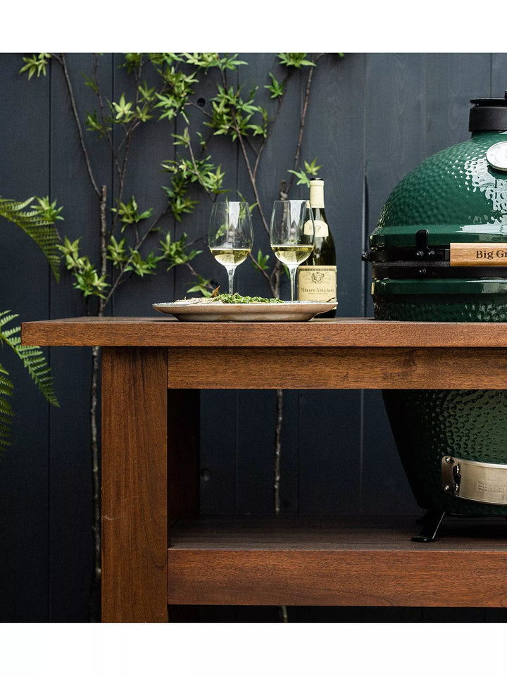 Big Green Egg Large Egg BBQ & Mahogany Wood Table Bundle with ConvEGGtor & Cover