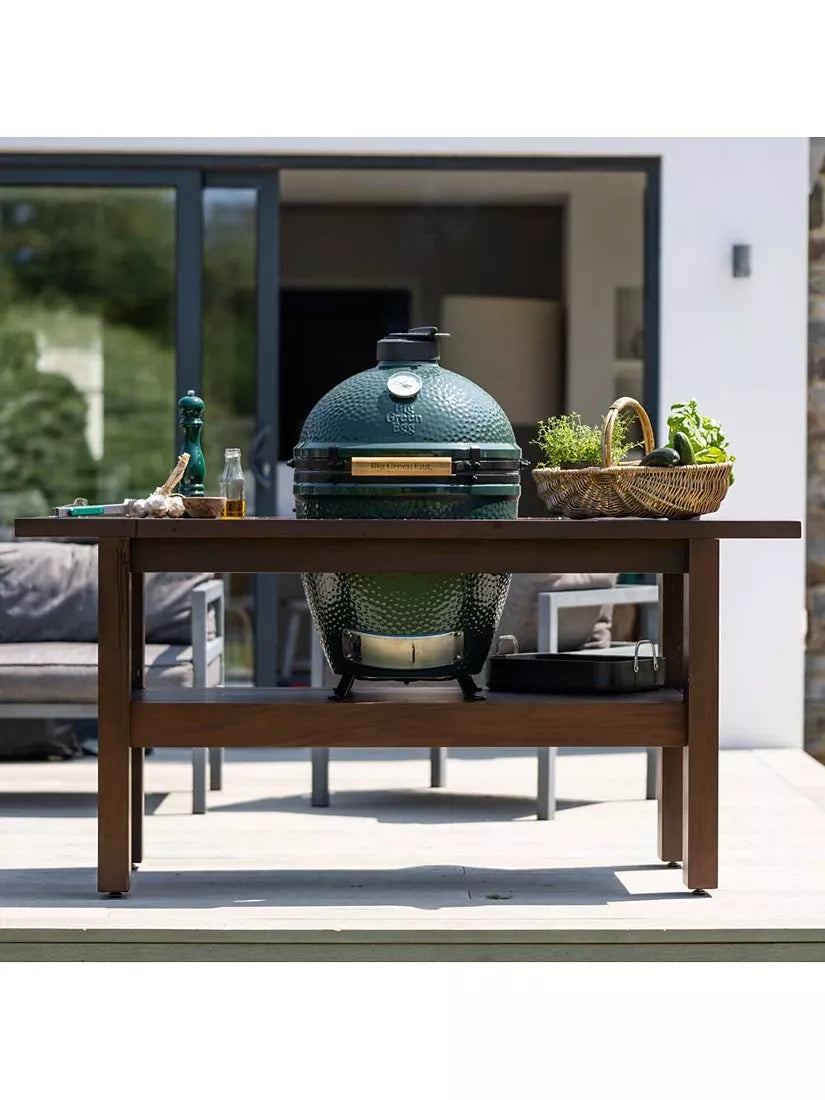 Big Green Egg Large Egg BBQ & Mahogany Wood Table Bundle with ConvEGGtor & Cover
