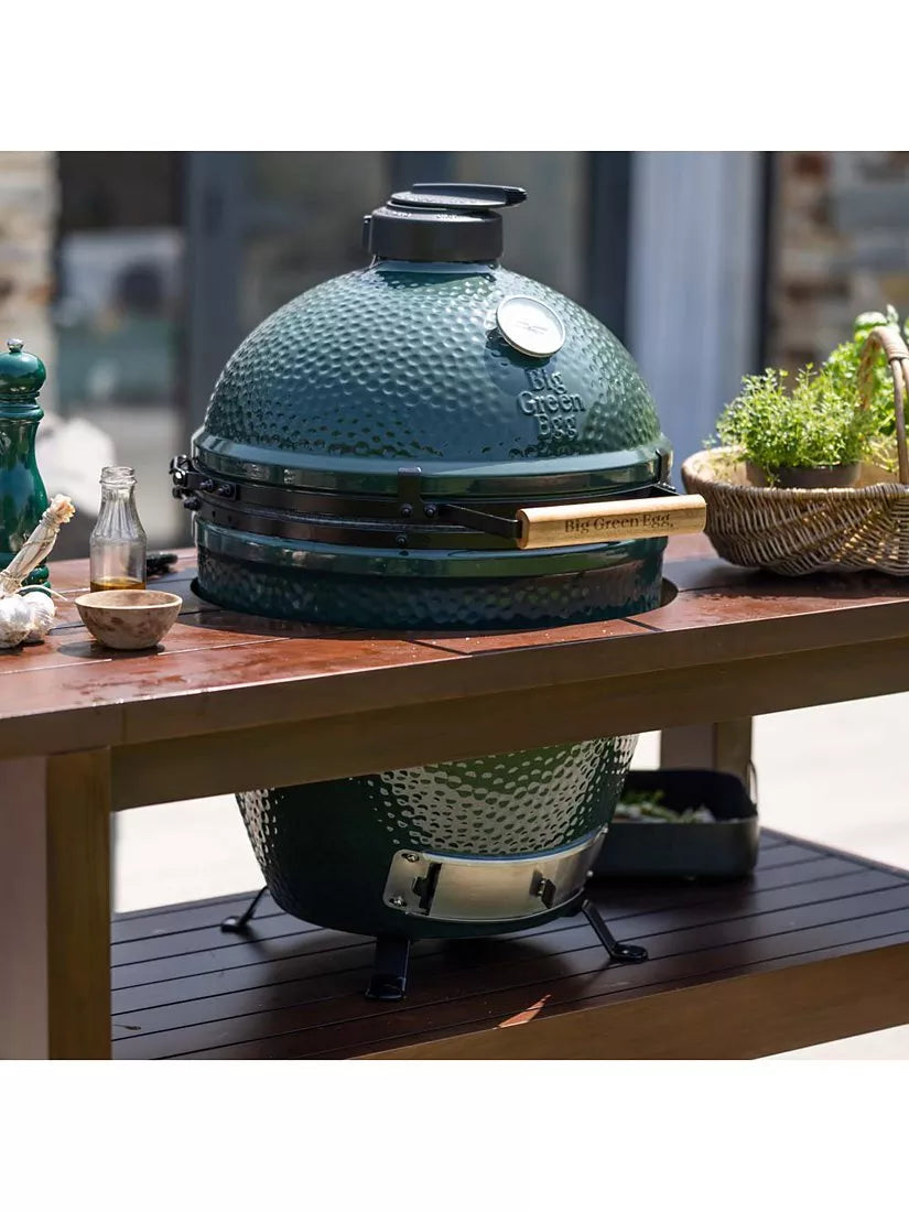Big Green Egg Large Egg BBQ & Mahogany Wood Table Bundle with ConvEGGtor & Cover