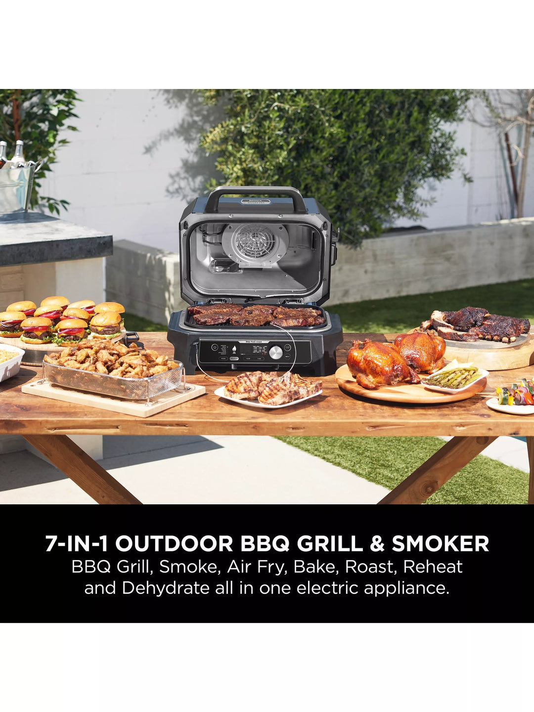 Ninja Woodfire Pro Connect XL Electric BBQ Grill & Smoker, Blue