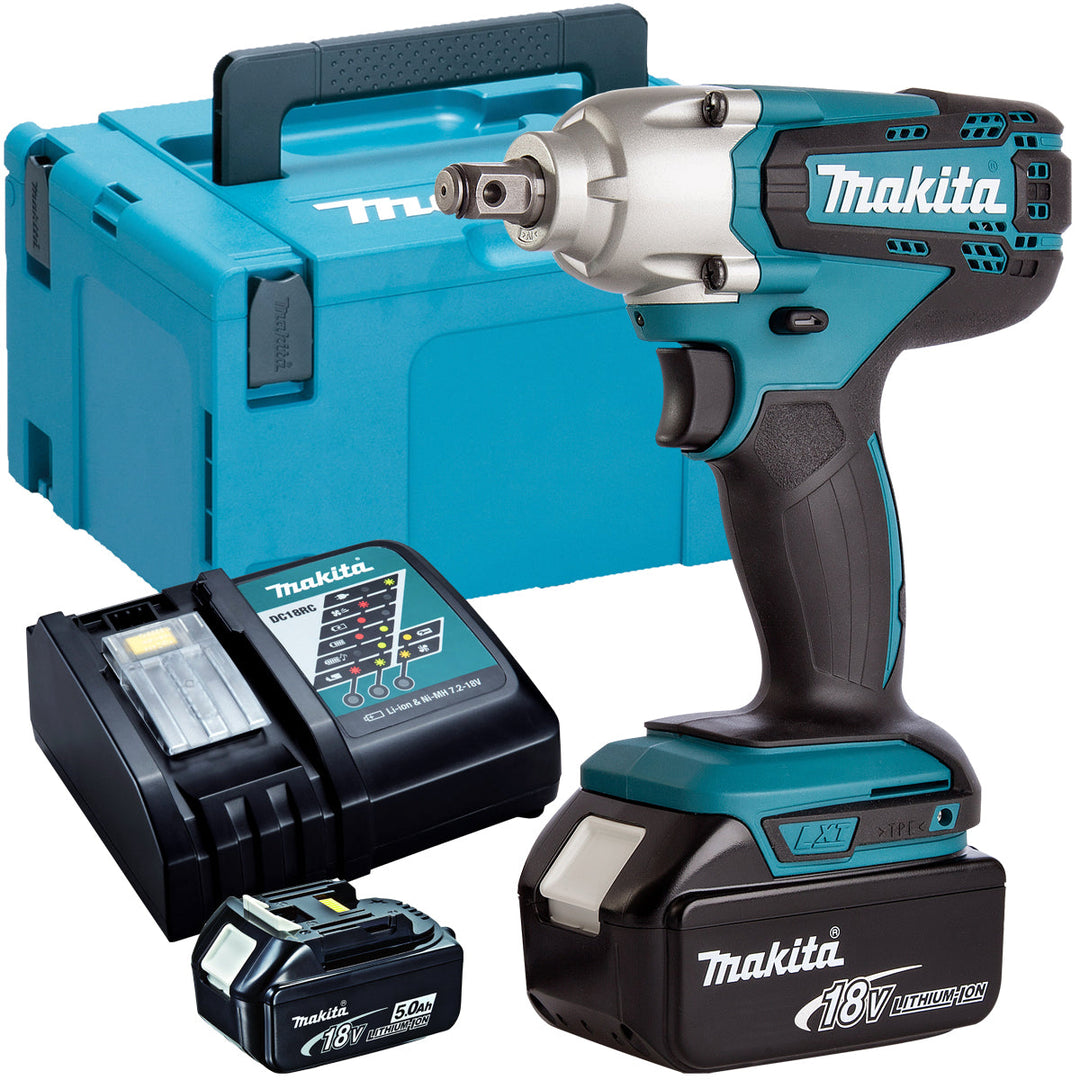 Makita DTW190Z 18V Impact Wrench with 2 x 5.0Ah Batteries &amp; Charger in Case